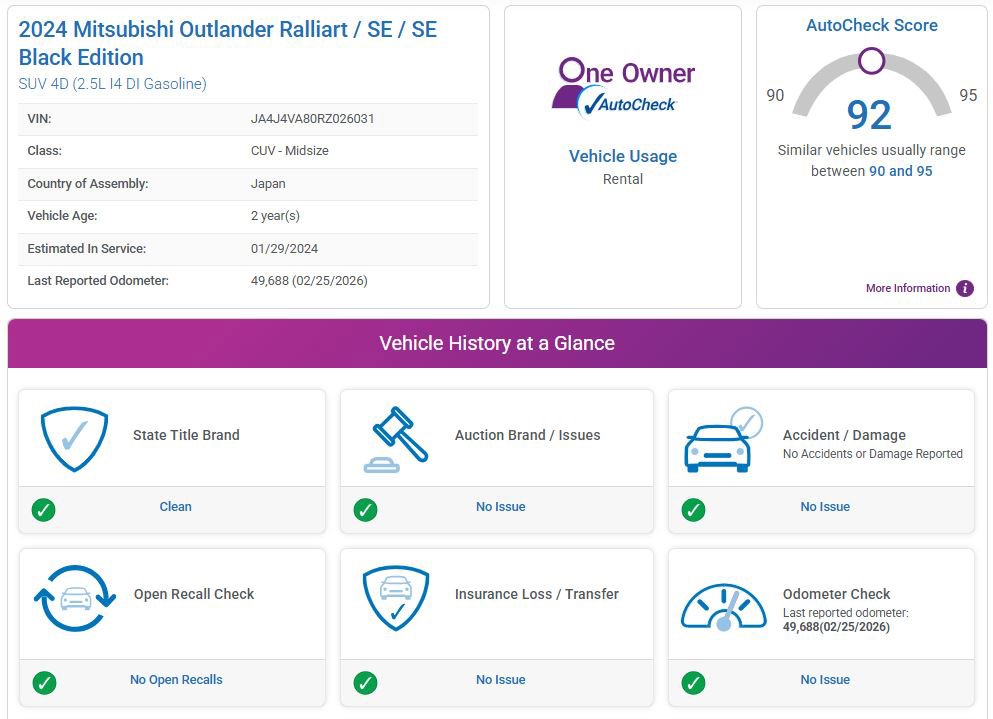 Used 2024 Mitsubishi Outlander SE Black Edition image 2