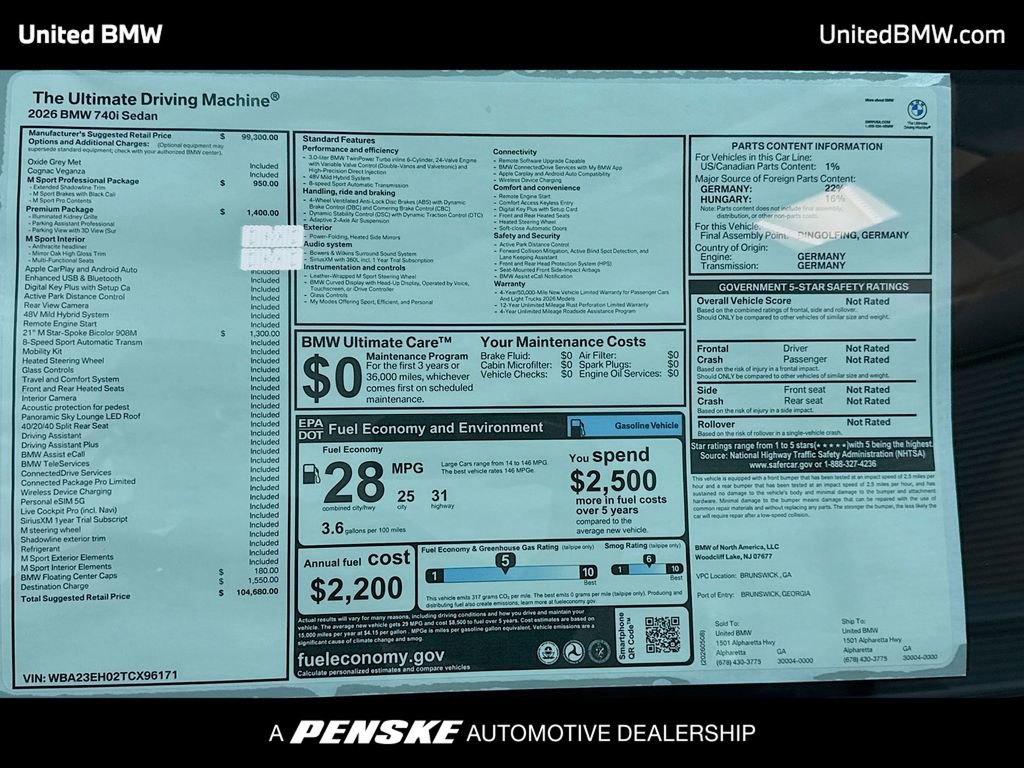 New 2026 BMW 740i w/ Premium Package RWD image 15