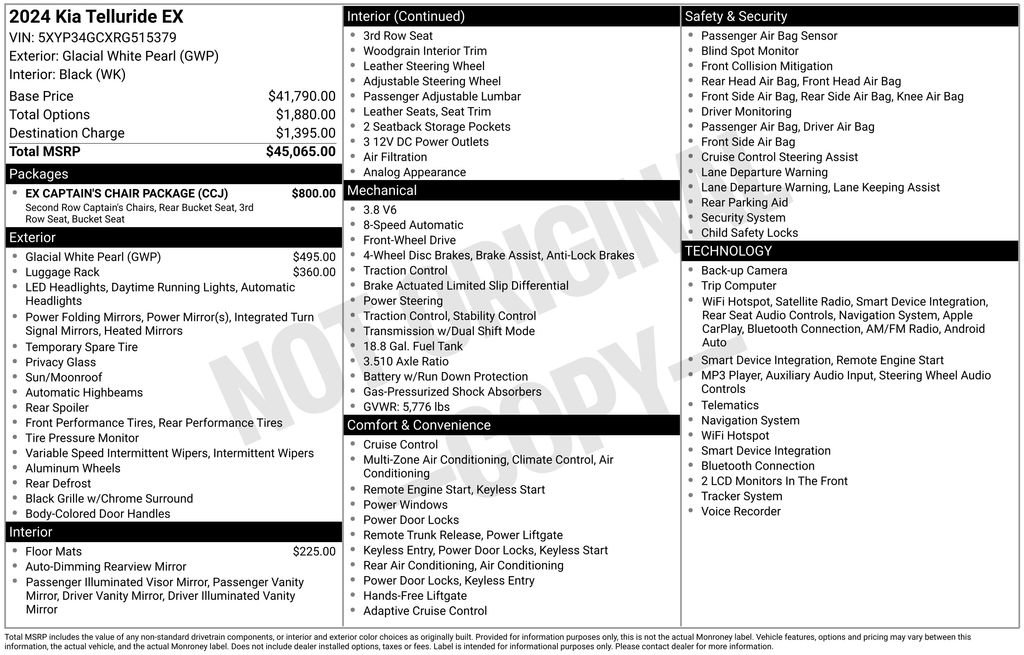 Used 2024 Kia Telluride EX w/ EX Captain's Chair Package FWD image 4