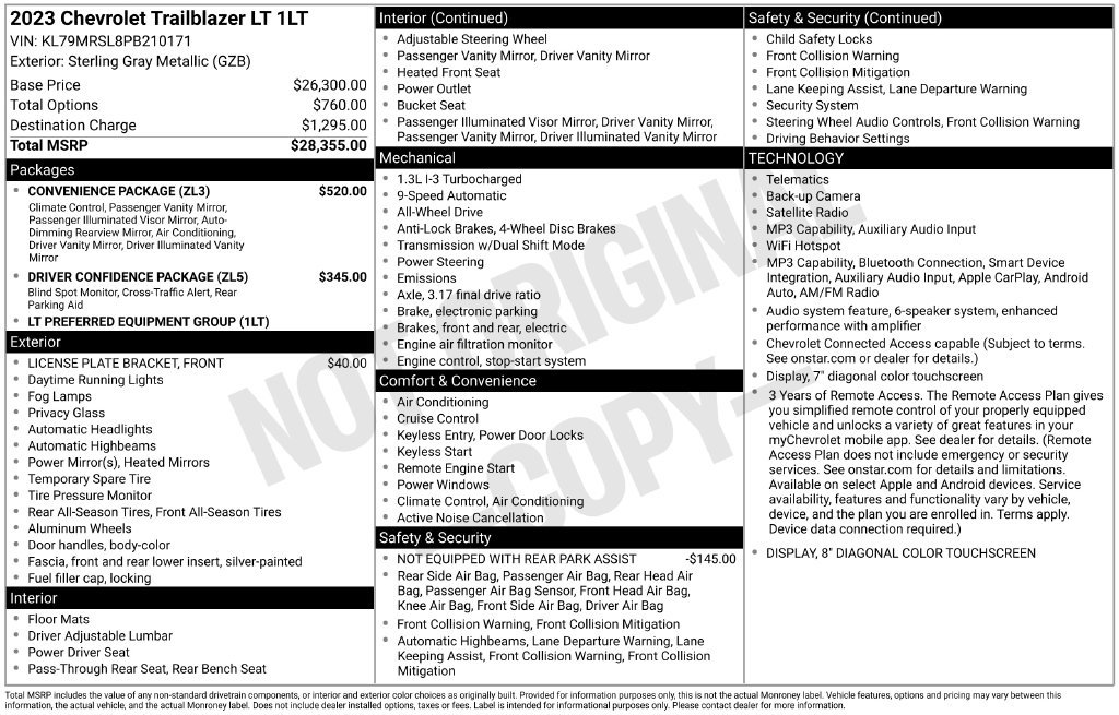 Certified 2023 Chevrolet TrailBlazer LT w/ Convenience Package AWD/4WD image 34