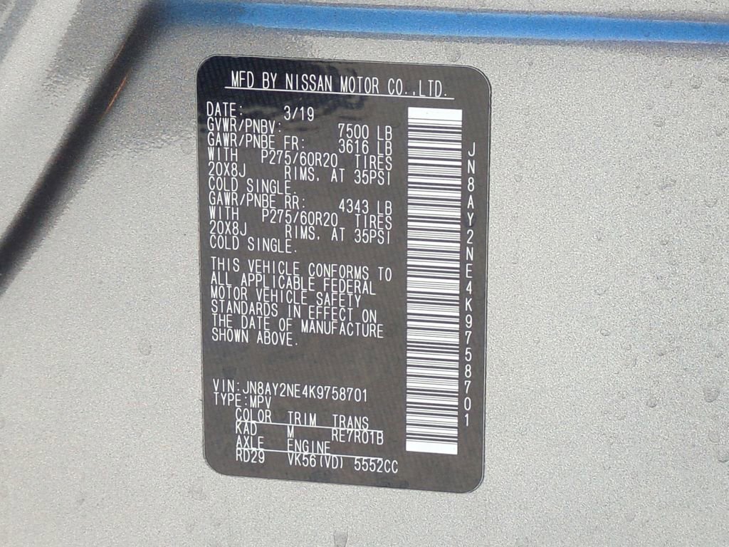 Certified 2019 Nissan Armada Platinum w/ Captain's Chairs Package image 35