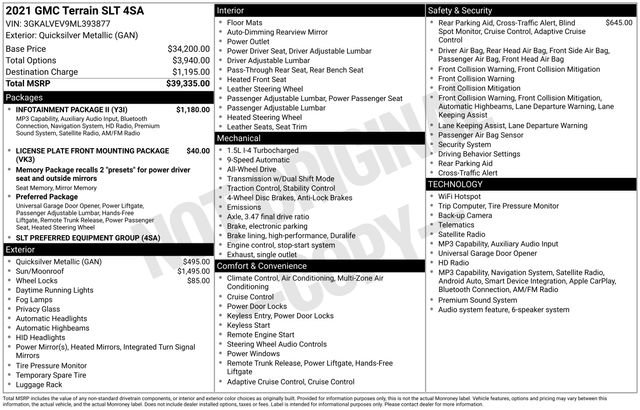 Used 2021 GMC Terrain SLT w/ Infotainment Package II AWD/4WD image 4