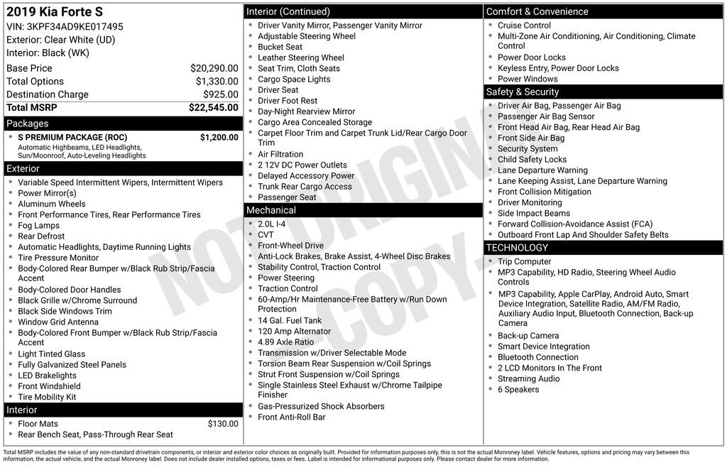 Used 2019 Kia Forte S w/ S Premium Package FWD image 33
