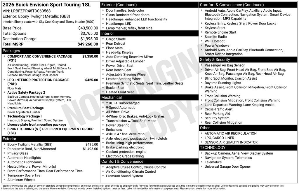 New 2026 Buick Envision Sport Touring AWD/4WD image 47