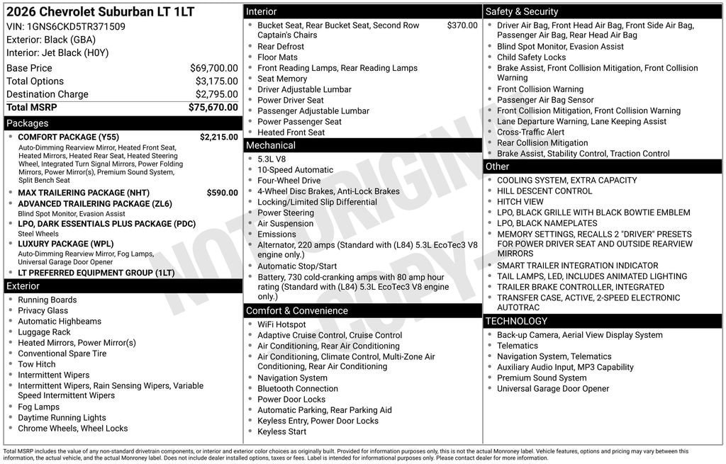 New 2026 Chevrolet Suburban LT AWD/4WD image 11