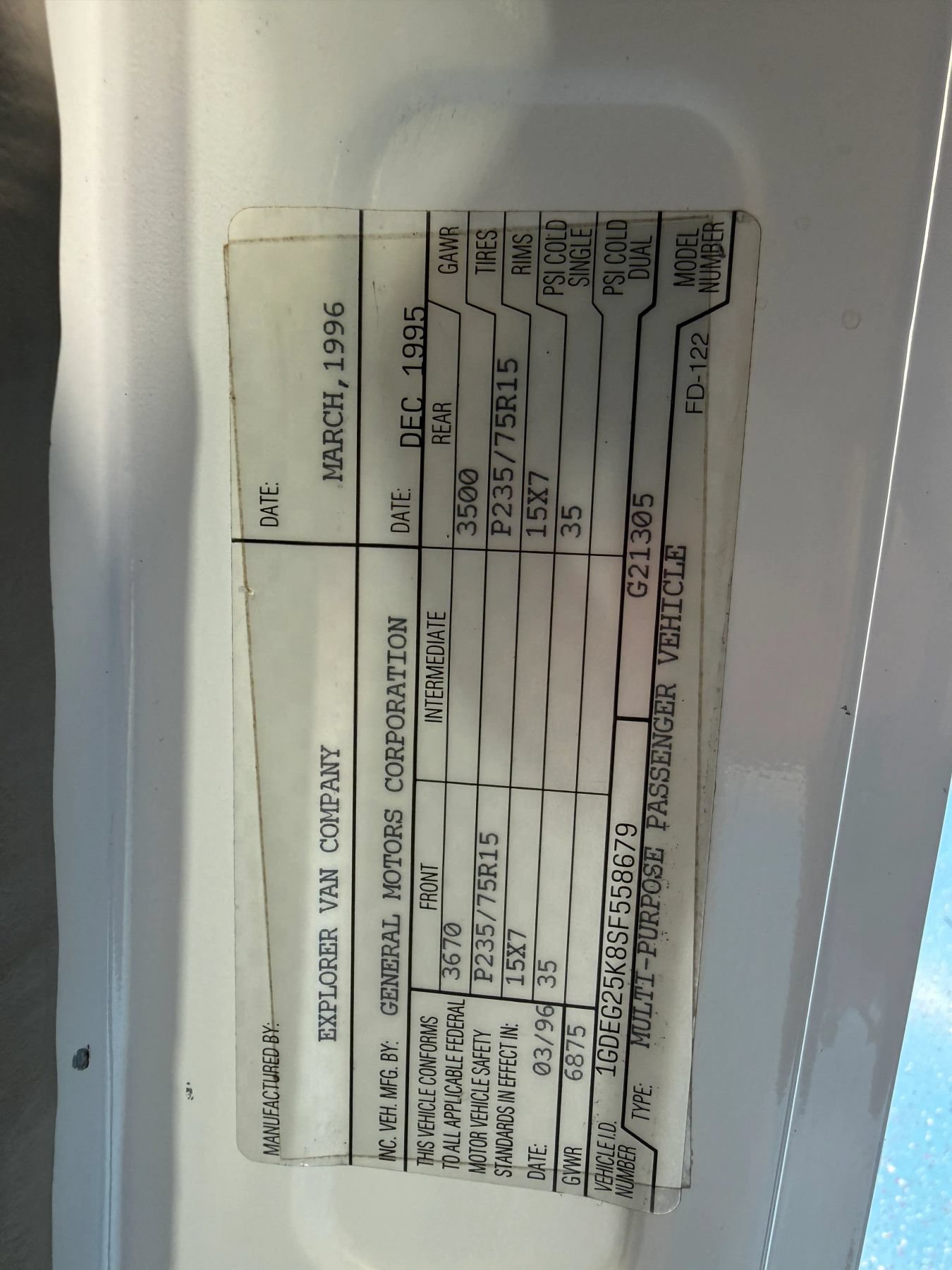 Used 1995 GMC G2500 Vandura RWD image 64