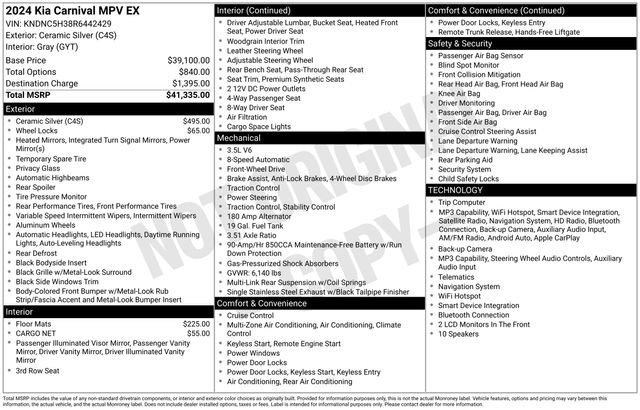 Certified 2024 Kia Carnival EX FWD image 28