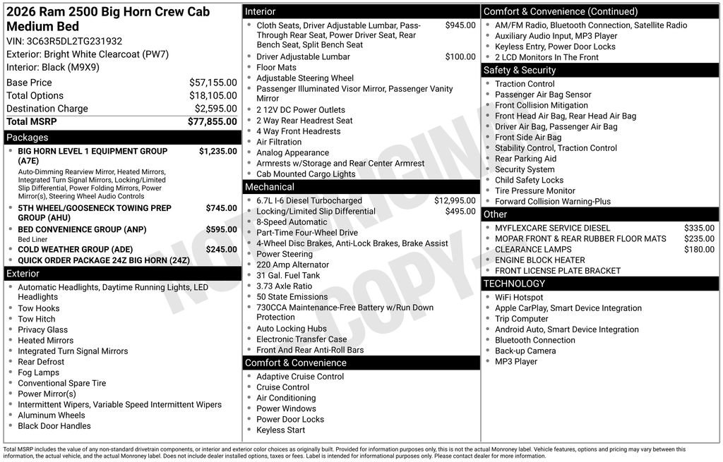 New 2026 RAM 2500 Big Horn AWD/4WD image 6