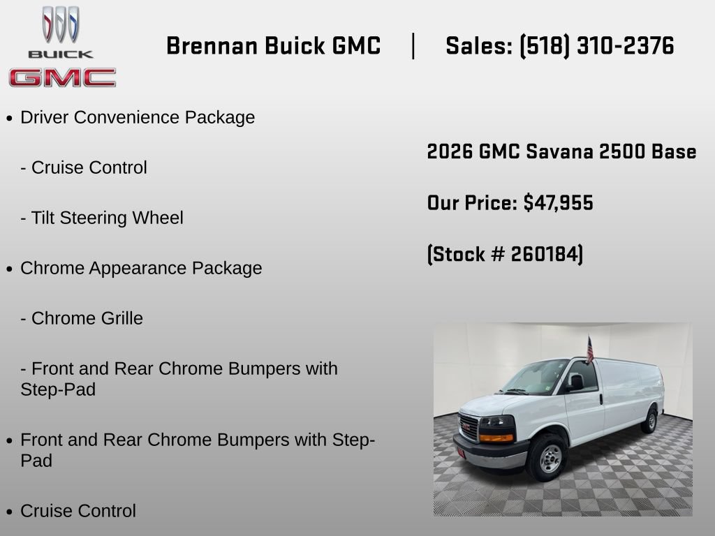 New 2026 GMC Savana 2500 Extended w/ Driver Convenience Package RWD image 6