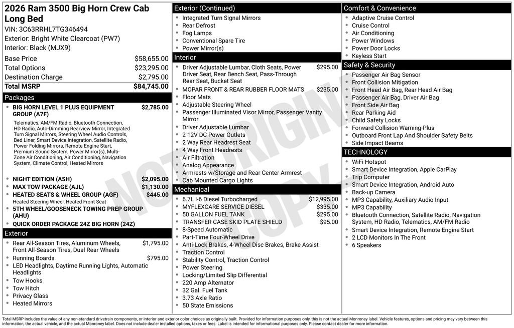 New 2026 RAM 3500 Big Horn AWD/4WD image 3