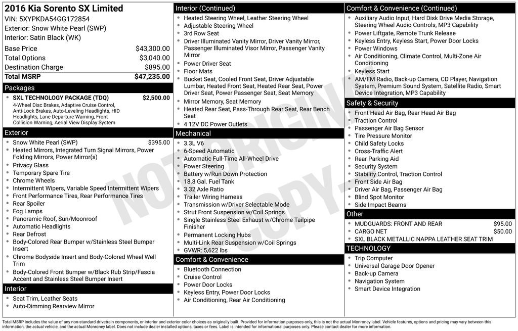 Used 2016 Kia Sorento SX w/ SXL Technology Package image 6