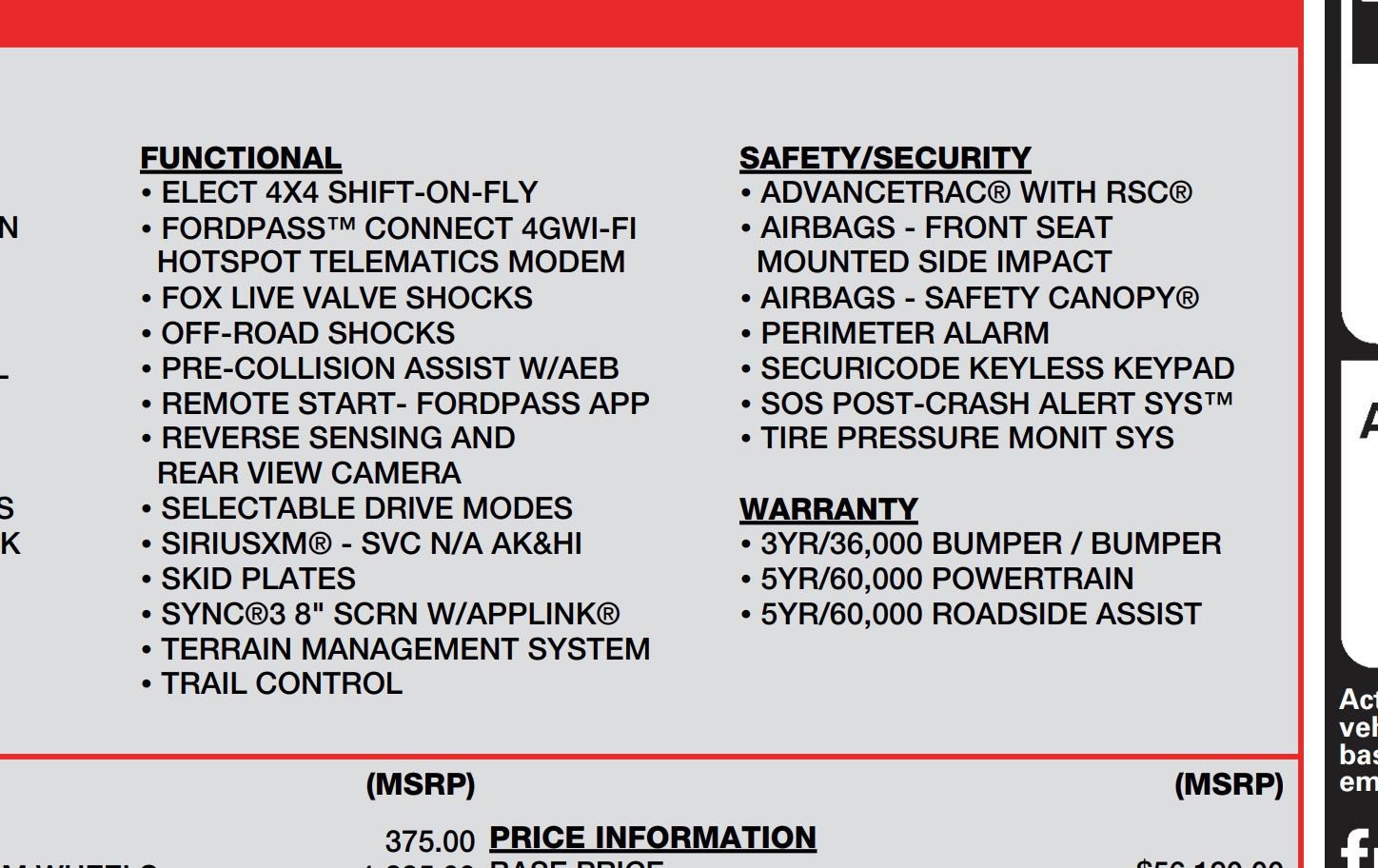 Used 2020 Ford F150 Raptor w/ Equipment Group 802A Luxury image 58