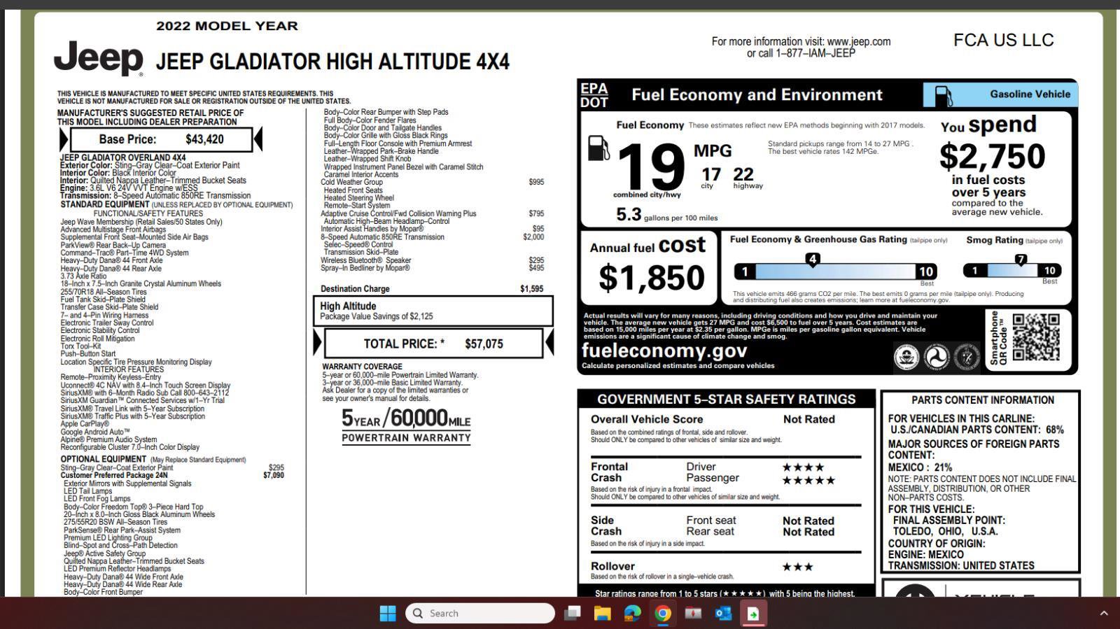 Used 2022 Jeep Gladiator Overland AWD/4WD image 4