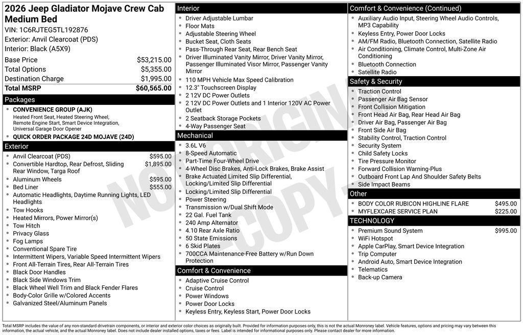 New 2026 Jeep Gladiator Mojave AWD/4WD image 7