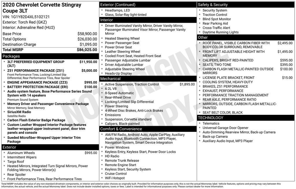 Used 2020 Chevrolet Corvette Stingray Premium Cpe w/ 3LT Preferred Equipment Group image 28