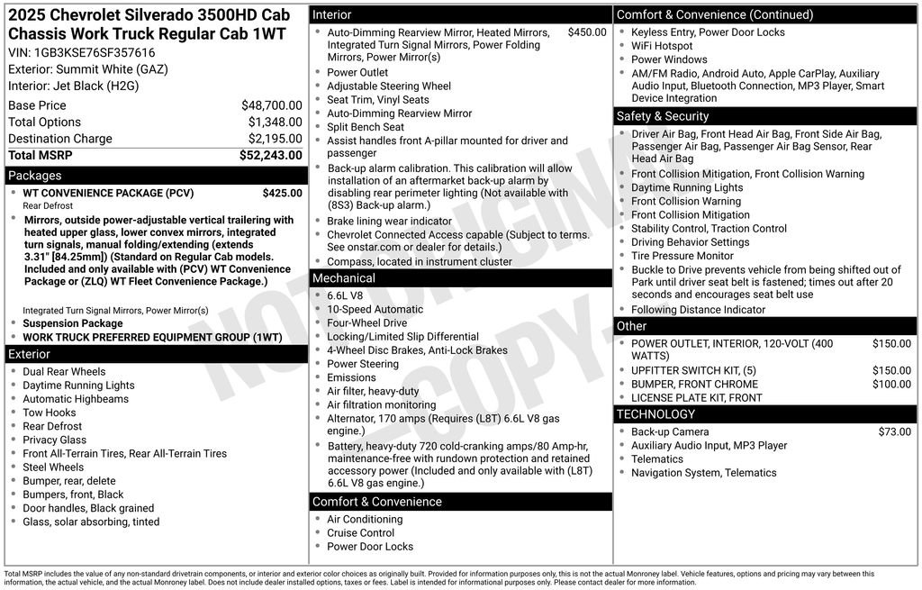 New 2025 Chevrolet Silverado 3500 W/T w/ WT Convenience Package image 30