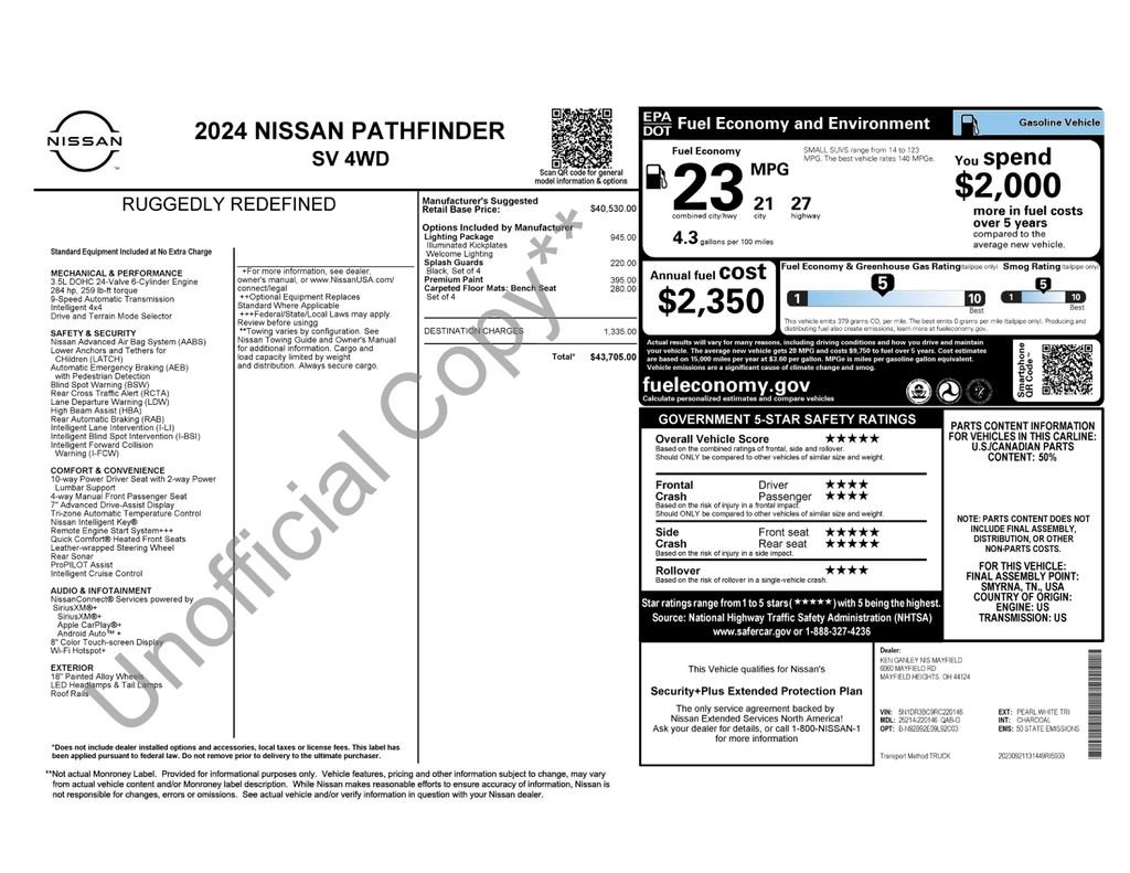 Used 2024 Nissan Pathfinder SV w/ Lighting Package (N92) image 3