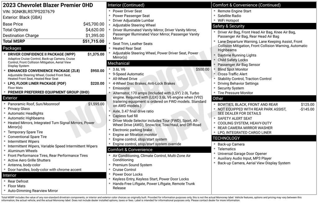 Used 2023 Chevrolet Blazer Premier w/ Driver Confidence II Package image 36