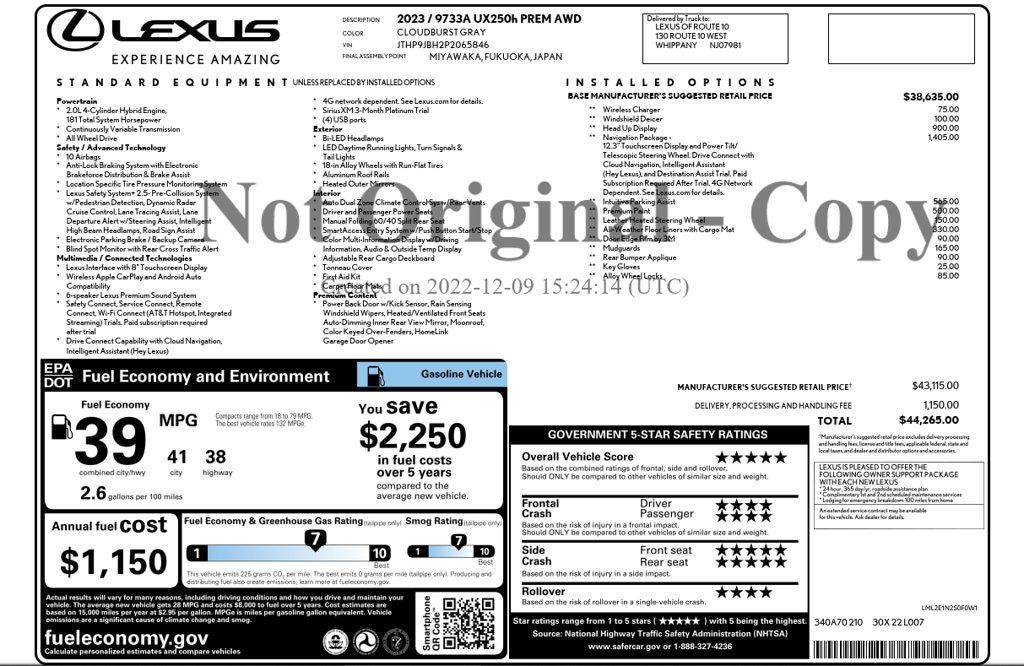 Used 2023 Lexus UX 250h AWD w/ Premium Package image 64