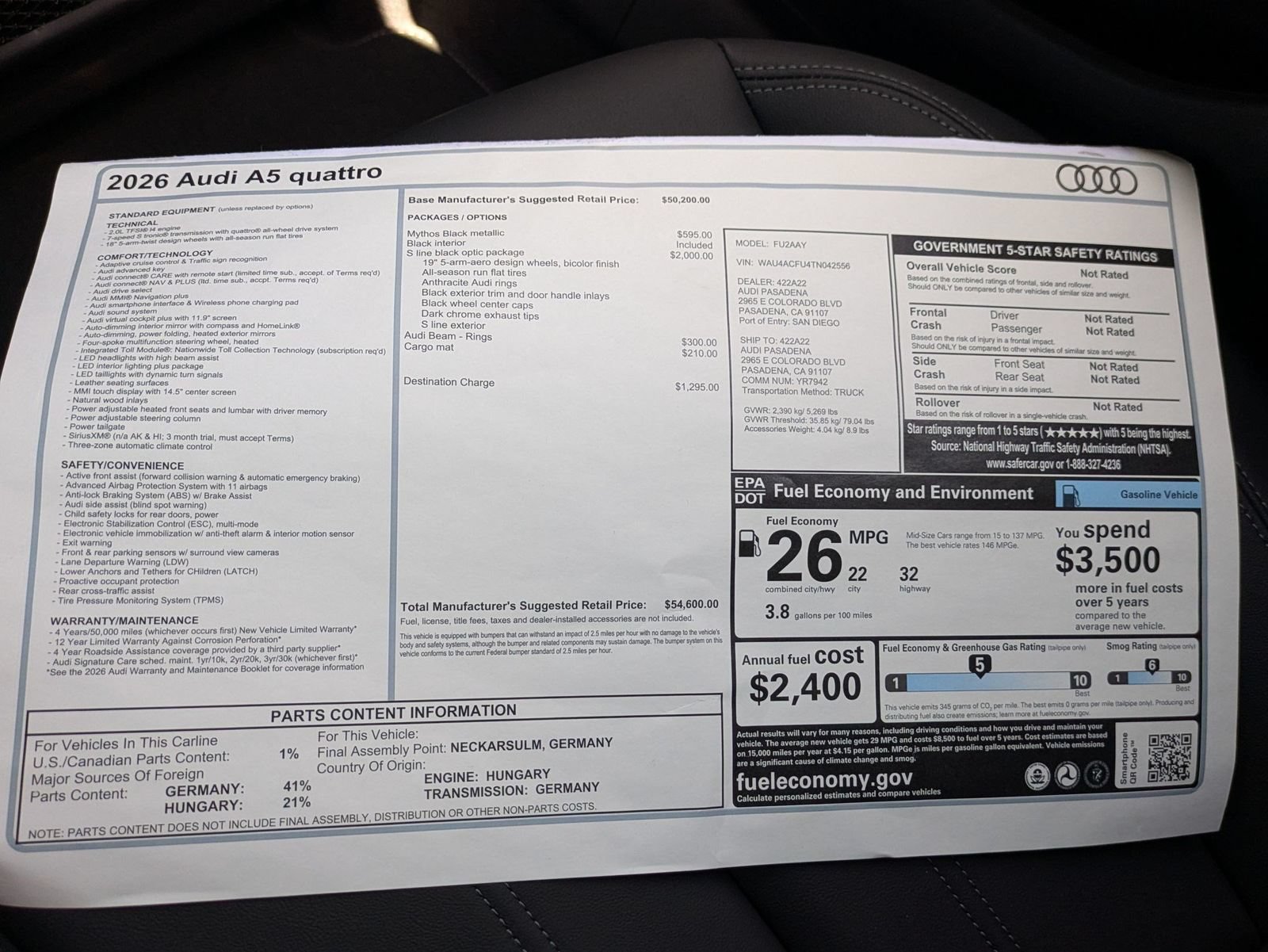 New 2026 Audi A5 2.0T Premium AWD/4WD image 18