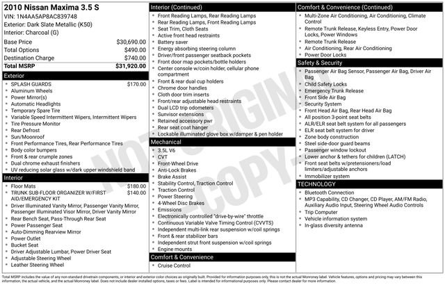 Used 2010 Nissan Maxima 3.5 S image 36