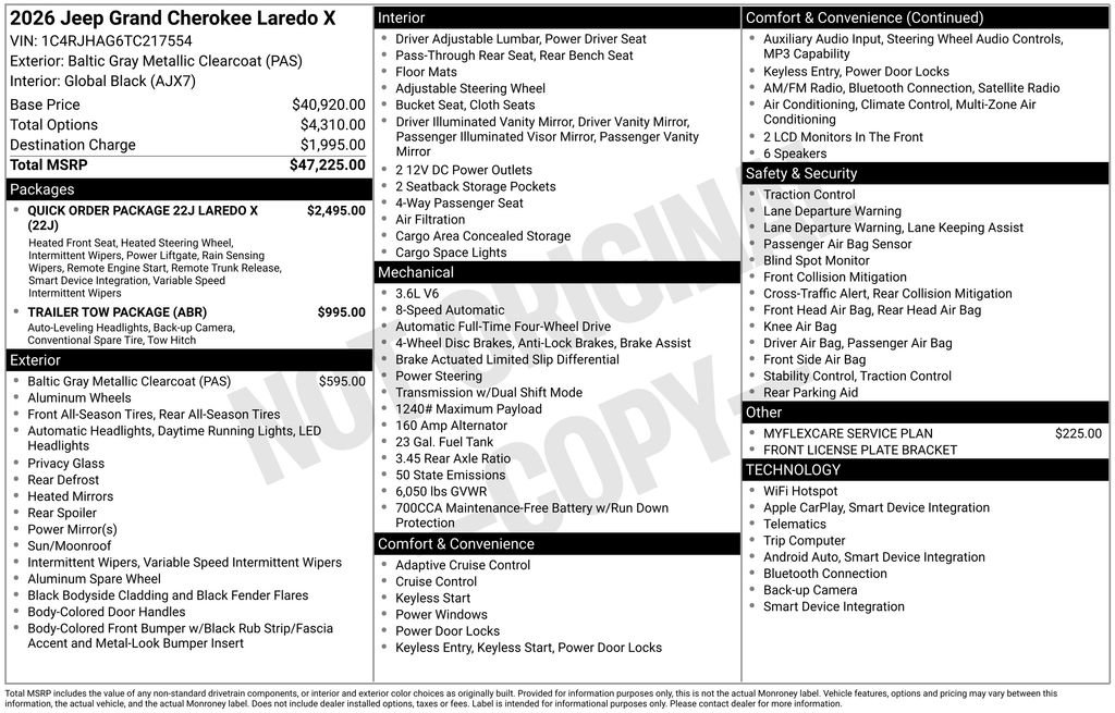 New 2026 Jeep Grand Cherokee Laredo X AWD/4WD image 30