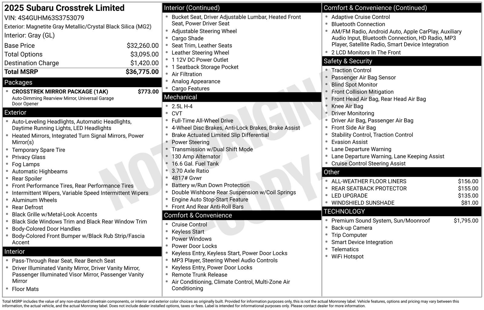 Certified 2025 Subaru Crosstrek 2.5i Limited w/ Crosstrek Mirror Package image 32