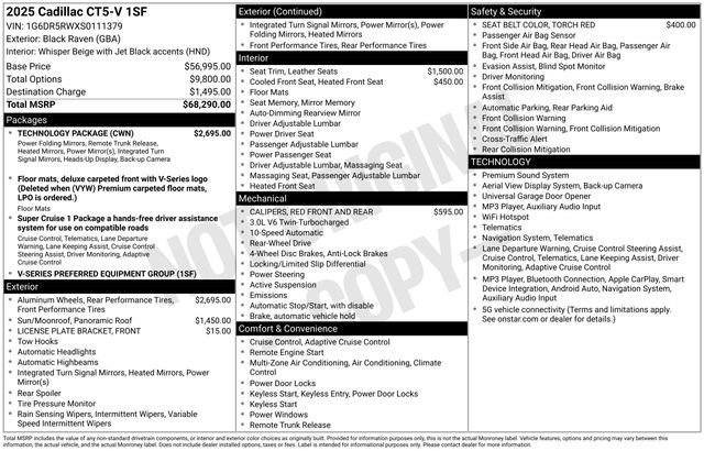 Certified 2025 Cadillac CT5 V w/ Technology Package RWD image 42
