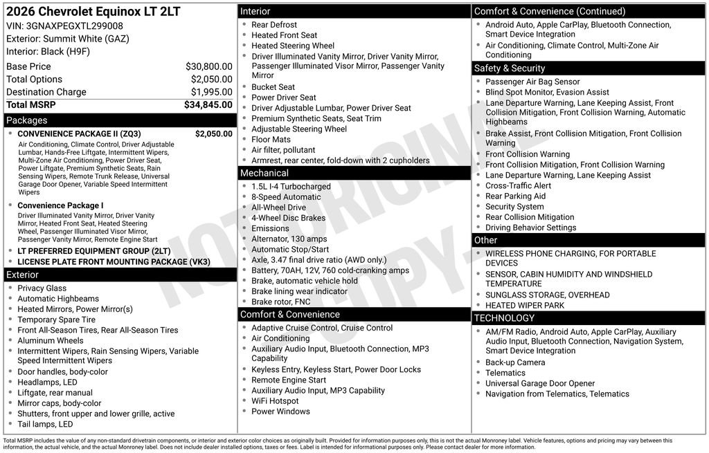 Used 2026 Chevrolet Equinox LT w/ Convenience Package II AWD/4WD image 5