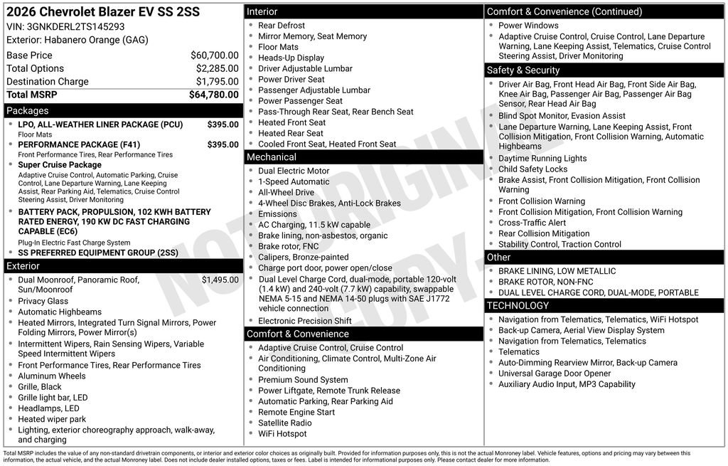 New 2026 Chevrolet Blazer EV SS w/ Performance Package AWD/4WD image 4