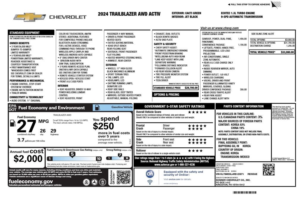 Used 2024 Chevrolet TrailBlazer ACTIV w/ Convenience Package AWD/4WD image 4