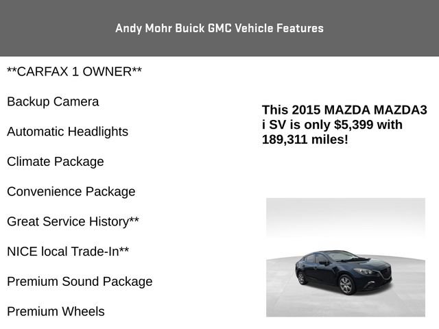 Used 2015 MAZDA MAZDA3 i SV FWD image 4