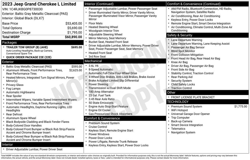 Used 2023 Jeep Grand Cherokee L Limited w/ Trailer Tow Group (B) AWD/4WD image 2