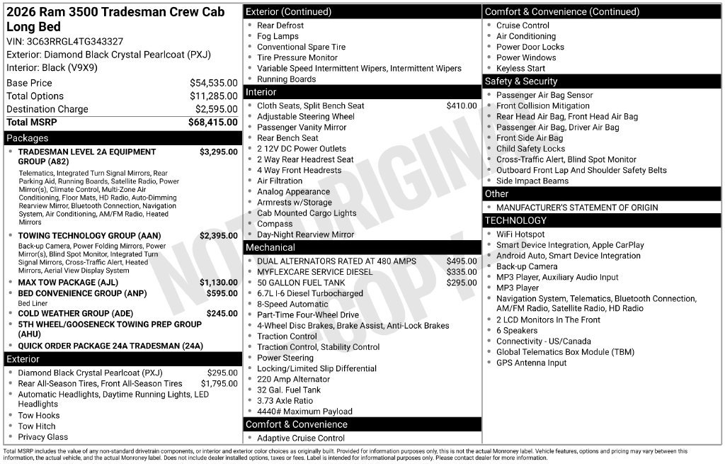 New 2026 RAM 3500 Tradesman AWD/4WD image 5