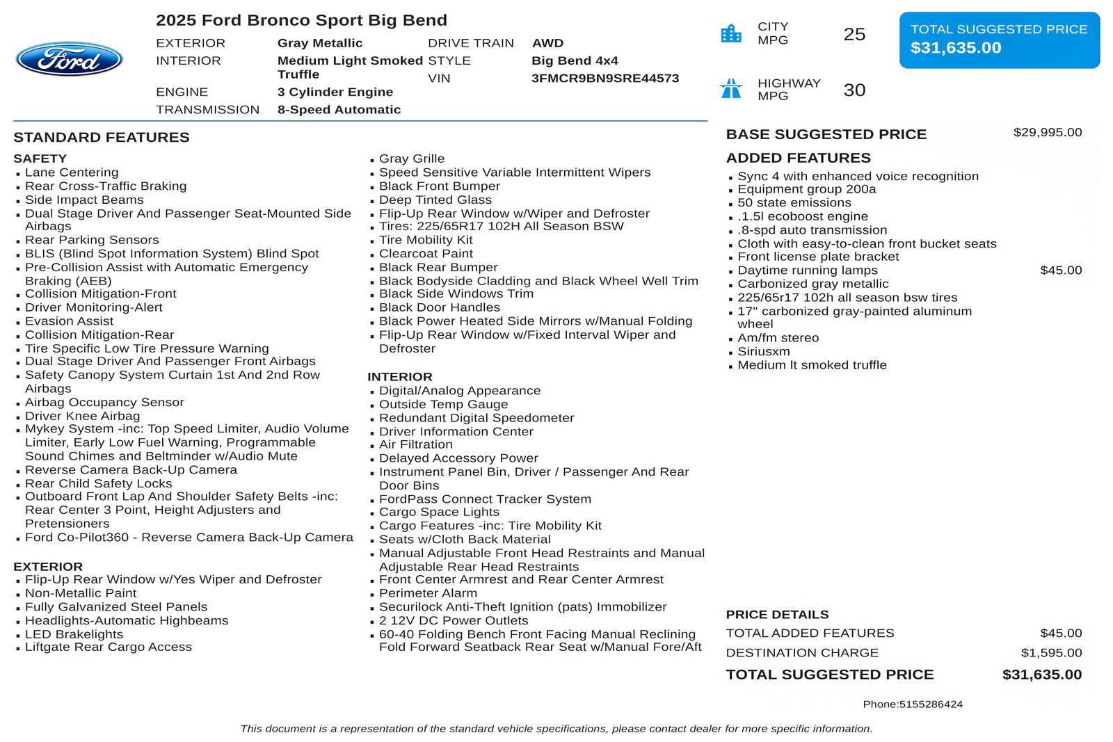 Used 2025 Ford Bronco Sport Big Bend AWD/4WD image 3