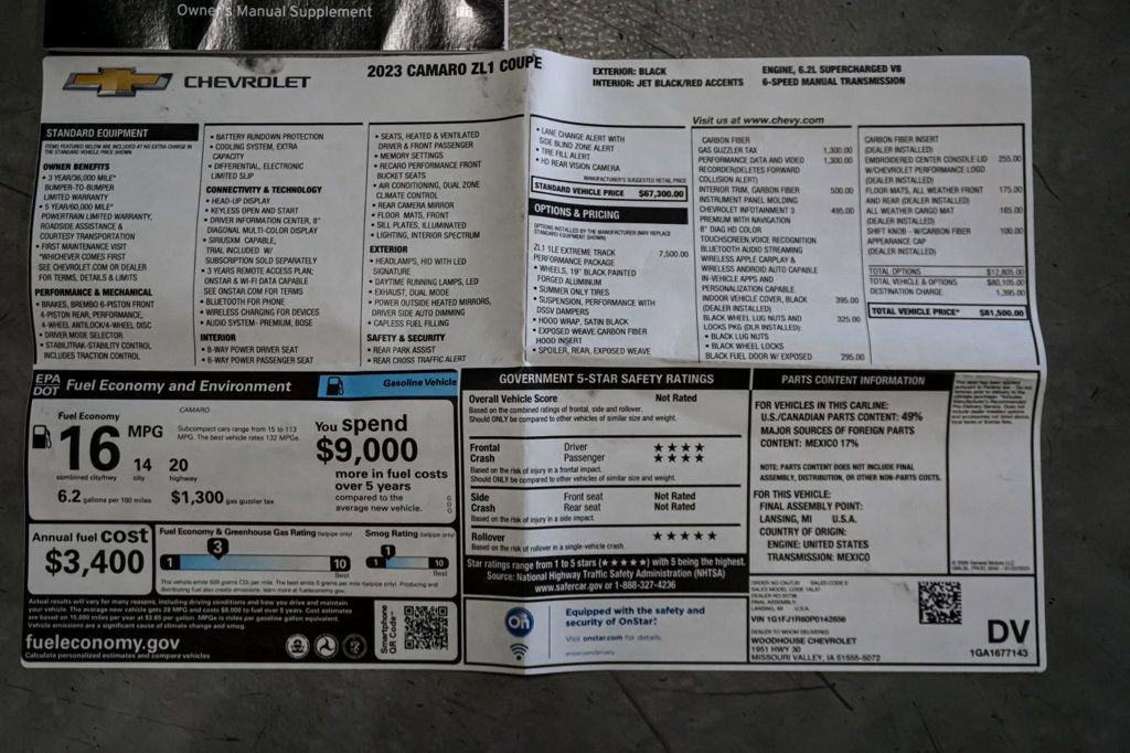 Used 2023 Chevrolet Camaro ZL1 image 99