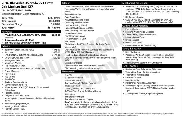 Used 2016 Chevrolet Colorado Z71 AWD/4WD image 4