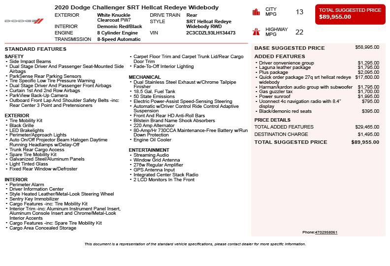 Used 2020 Dodge Challenger SRT Hellcat Redeye image 3