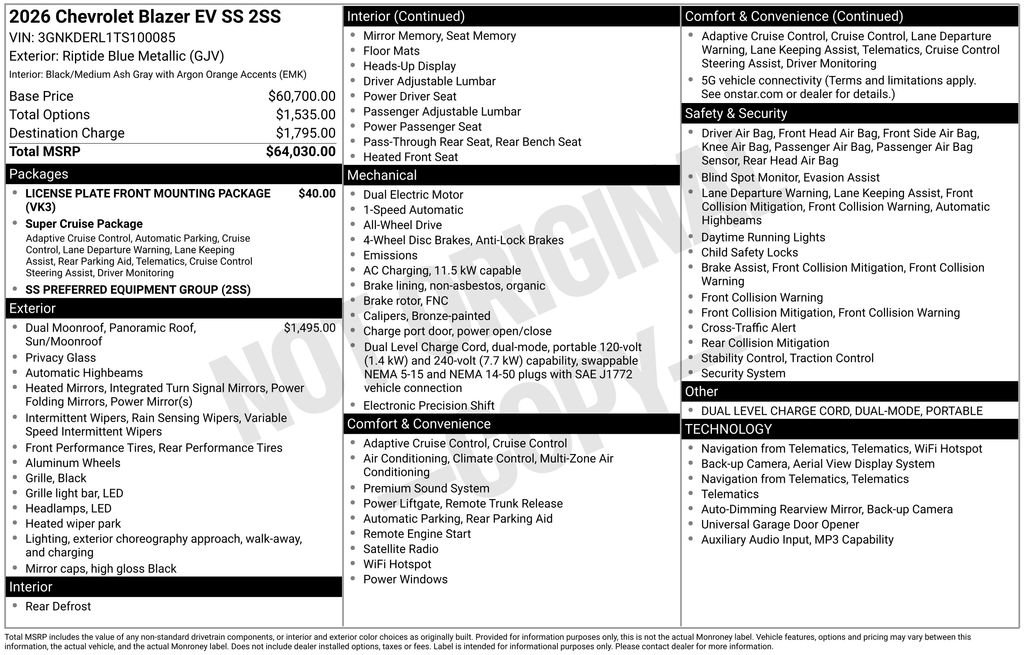 Used 2026 Chevrolet Blazer EV SS image 1