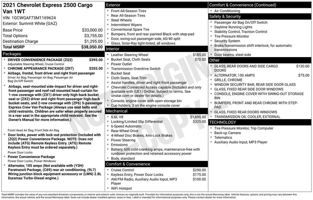 Used 2021 Chevrolet Express 2500 w/ Driver Convenience Package RWD image 30