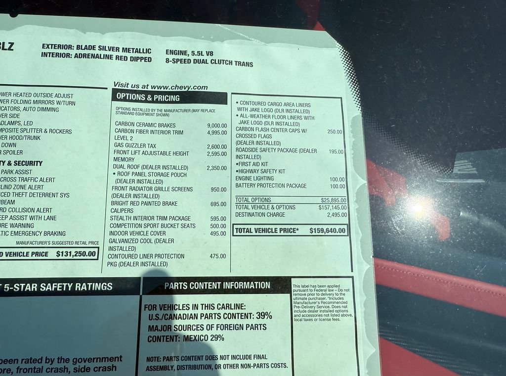 New 2026 Chevrolet Corvette Z06 w/ Stealth Interior Trim Package RWD image 16