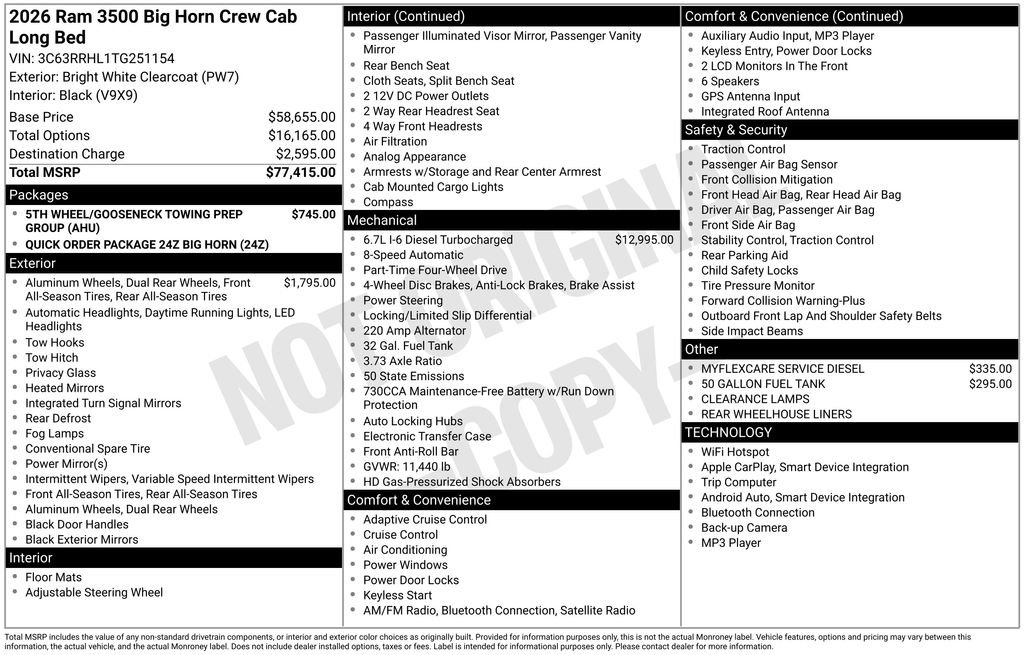 New 2026 RAM 3500 Big Horn AWD/4WD image 6