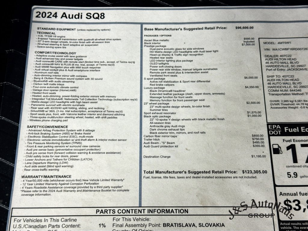 Used 2024 Audi SQ8 Prestige w/ Prestige Package AWD/4WD image 42