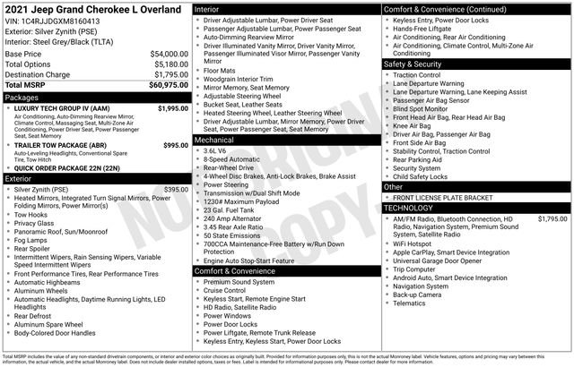 Used 2021 Jeep Grand Cherokee L Overland w/ Luxury Tech Group IV image 5