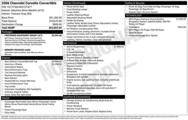 Used 2006 Chevrolet Corvette Convertible w/ Preferred Equipment Group RWD image 32