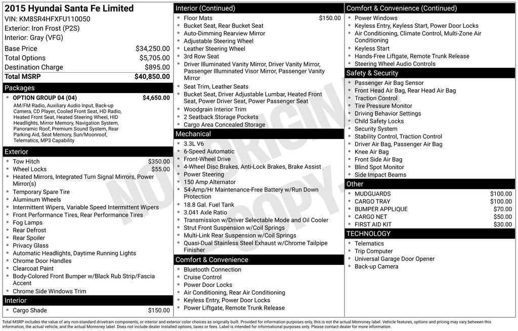 Used 2015 Hyundai Santa Fe Limited w/ Option Group 04 image 6