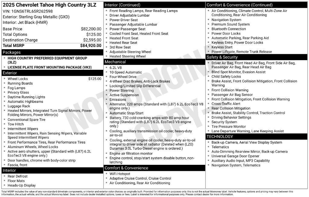 Used 2025 Chevrolet Tahoe High Country AWD/4WD image 48