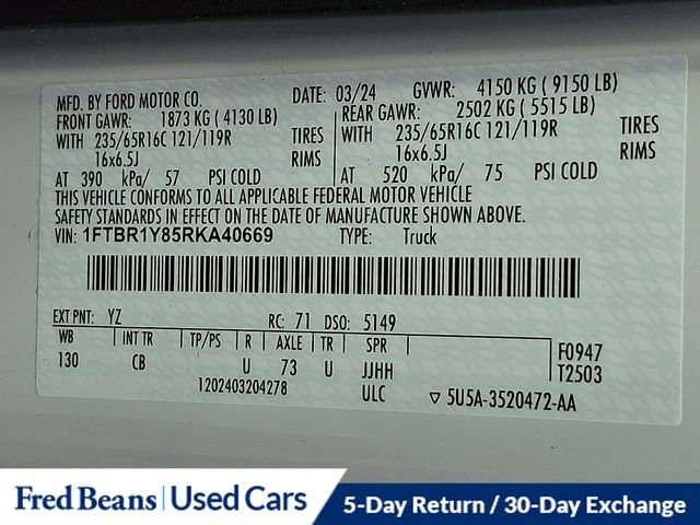 Certified 2024 Ford Transit 250 Low Roof w/ Exterior Upgrade Package image 28