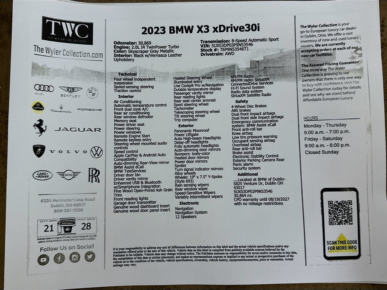 Used 2023 BMW X3 xDrive30i w/ Premium Package AWD/4WD image 49