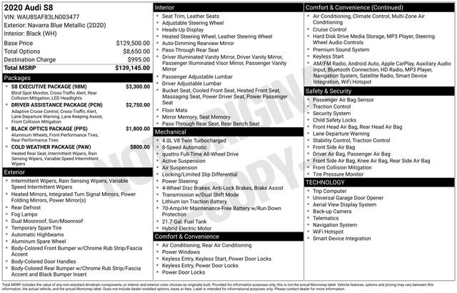 Used 2020 Audi S8 L w/ S8 Executive Package image 39